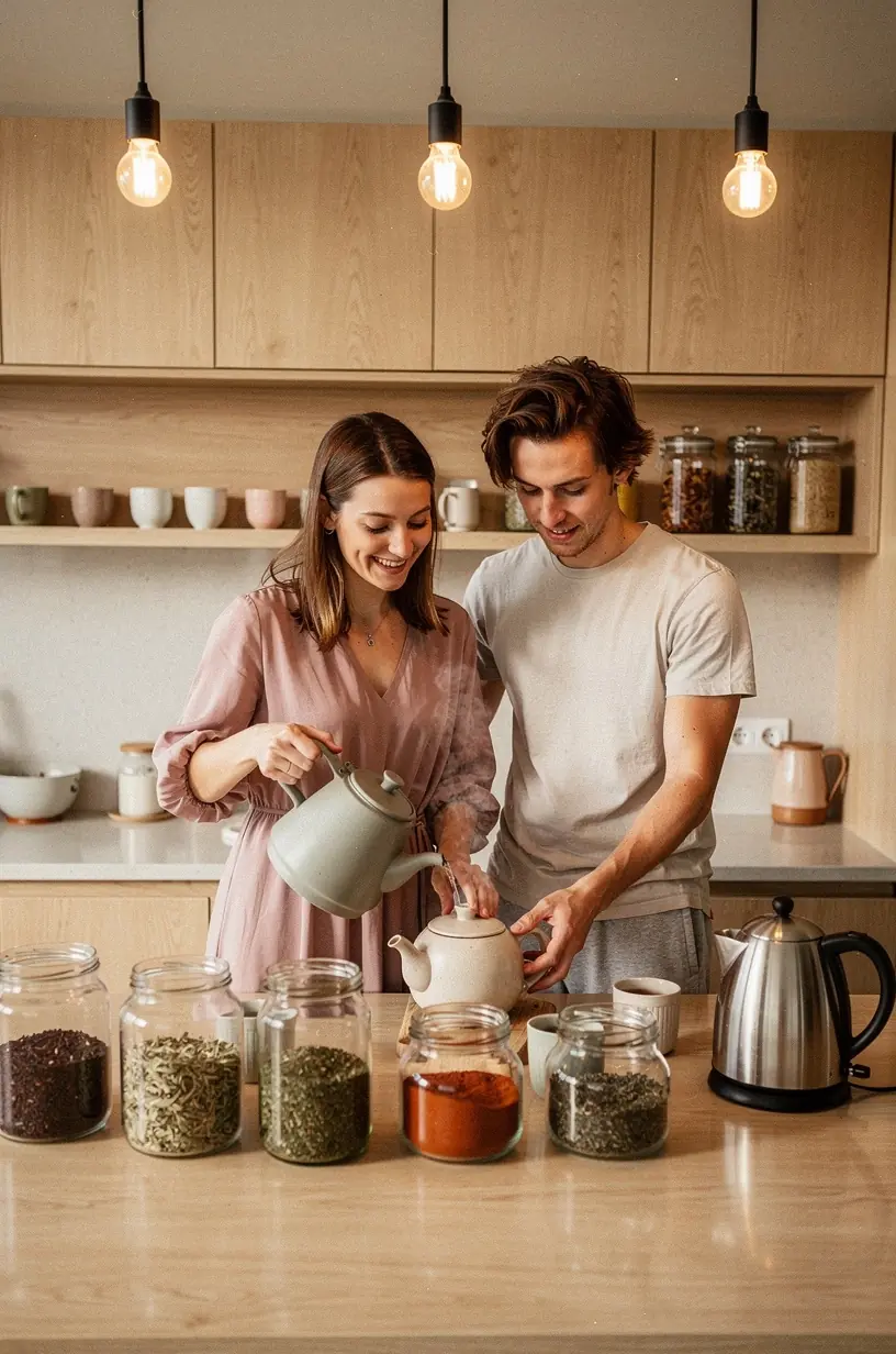 Kalendorius ir arbatos puodelis ant darbo stalo, pabrėžiantys reguliarias pertraukas geresnei savijautai.